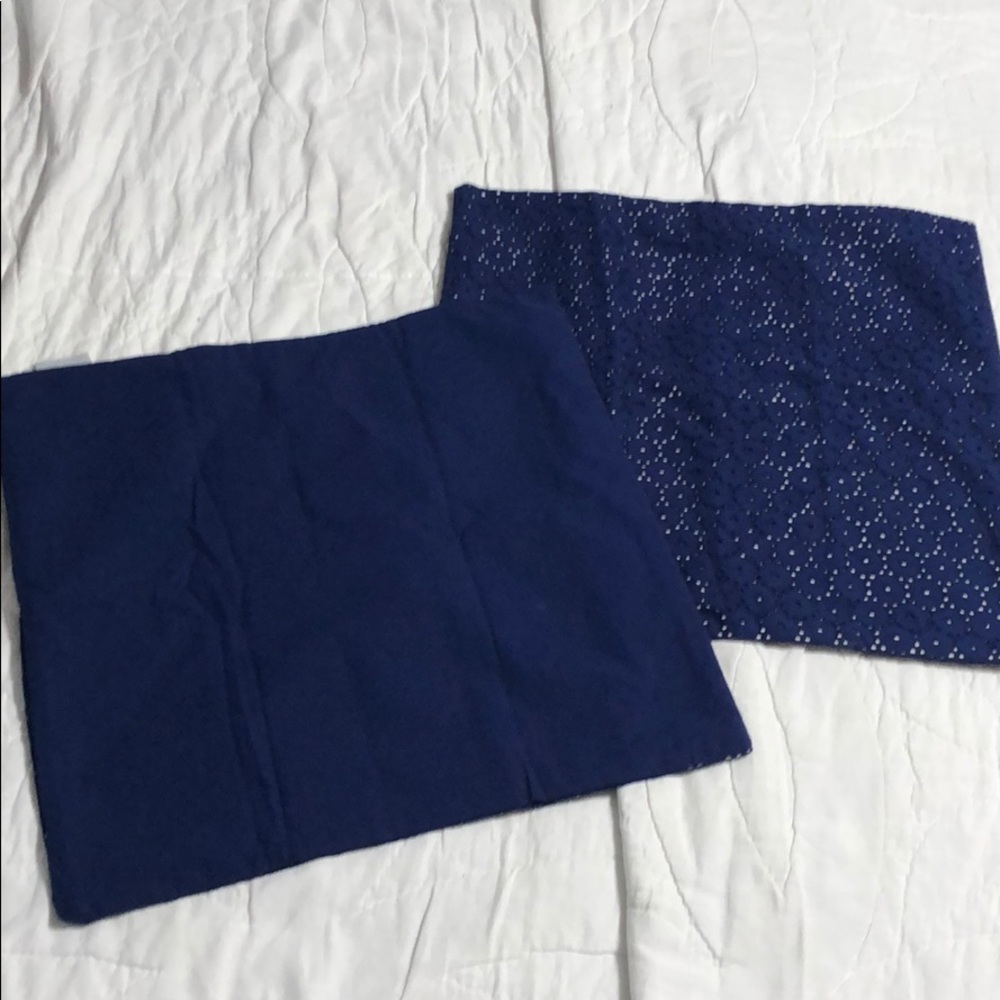 NEW. Navy blue lace reverse to solid pillow covers